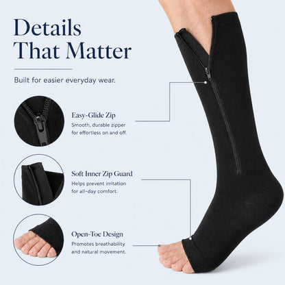 PaceWren Open Toe Zip Compression Socks