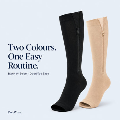 PaceWren Open Toe Zip Compression Socks