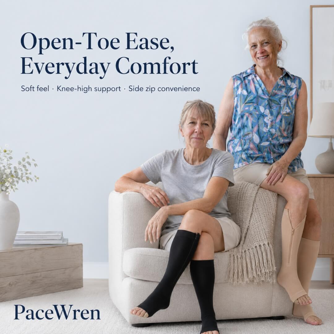 PaceWren Open Toe Zip Compression Socks