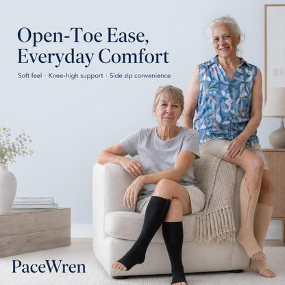 PaceWren Open Toe Zip Compression Socks