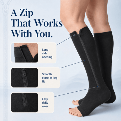 PaceWren Open Toe Zip Compression Socks