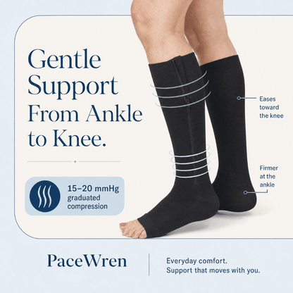 PaceWren Open Toe Zip Compression Socks