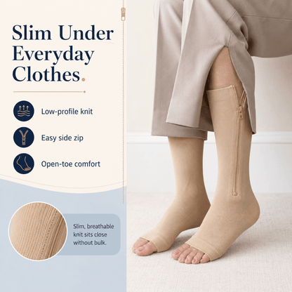 PaceWren Open Toe Zip Compression Socks